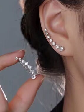 NEW Silver Tone Gold Tone Crystal CZ Ear Climbers Earrings